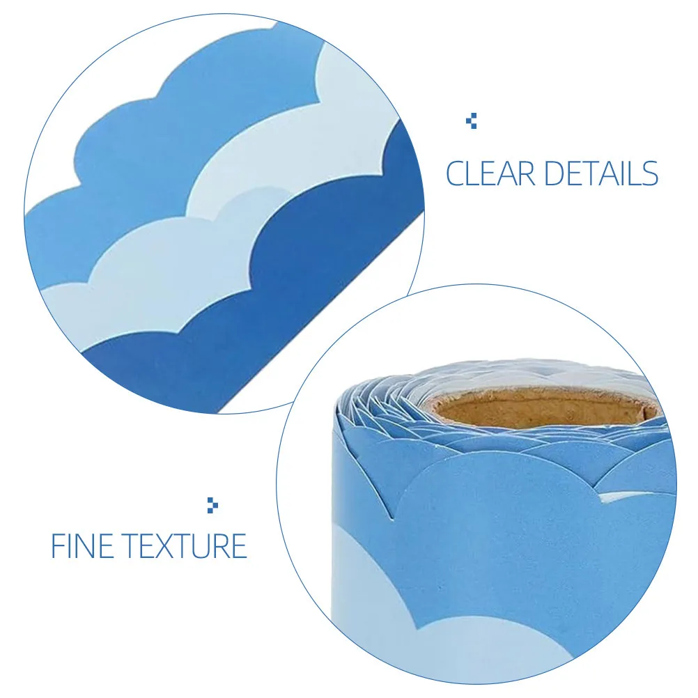 Cloud Bulletin Board Border Sticker Roll – DIY Adjustable Thickness for Classroom, Blackboard & Wall Decor