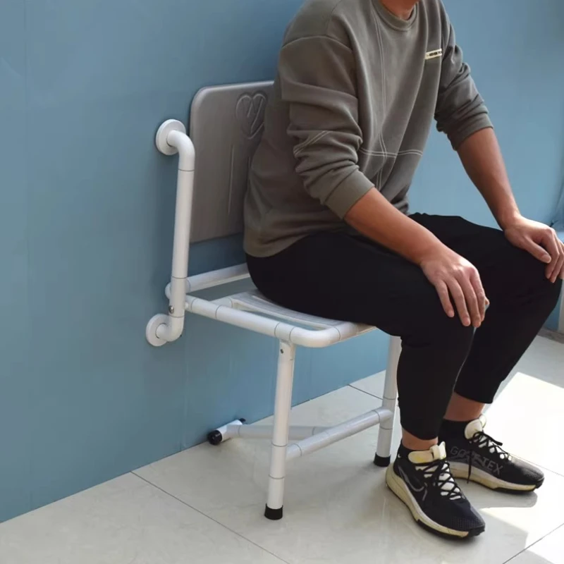 ‌Collapsible Bathroom Bench, Non-Slip Shower Seat for Seniors, Wall-Mounted Folding Stool,Compact Mudroom Footstool with Storage