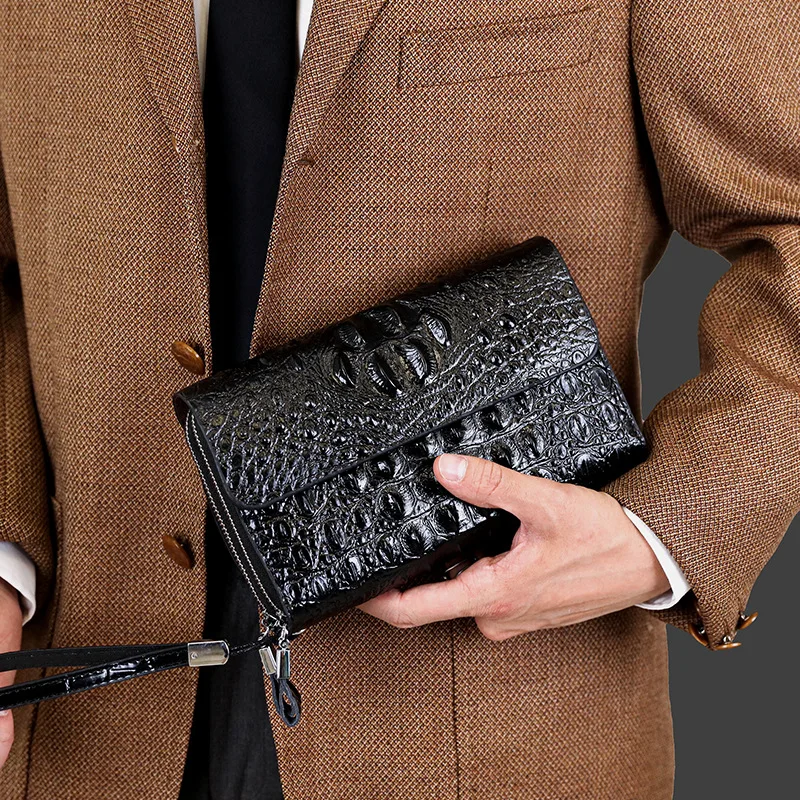 2024 New Fashion Luxury Crocodile Pattern Business Men\'s Long Wallets High Quality Pu Leather Male Cash Purses Clutch Men Wallet