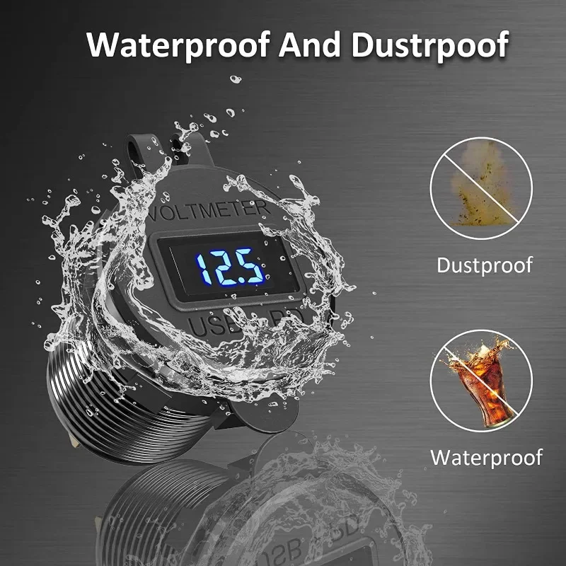 아마존 베스트셀러 듀얼 USB 차량용 충전기, 실시간 전압 모니터링을 위한 디지털 디스플레이 및 스위치