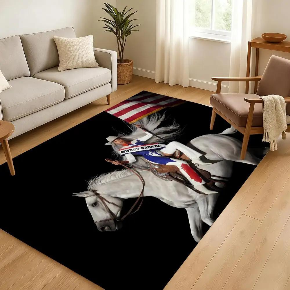 Singer Beyonce Cowboy Carter Music Floor Mat Soft Absorbent Non-Slip Bedroom Living Room Door Mat Home Decor Flannel Rugs
