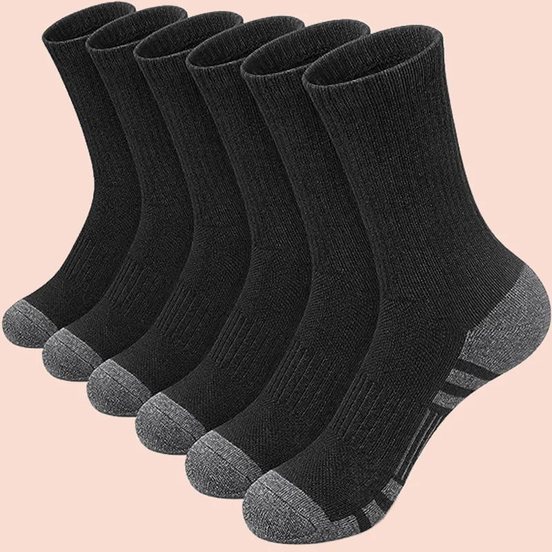 6 Pairs New High Quality Men\'s Outdoor Gym Socks High Quality Comfortable Soft Ground-Gripping Football Large Size New Socks