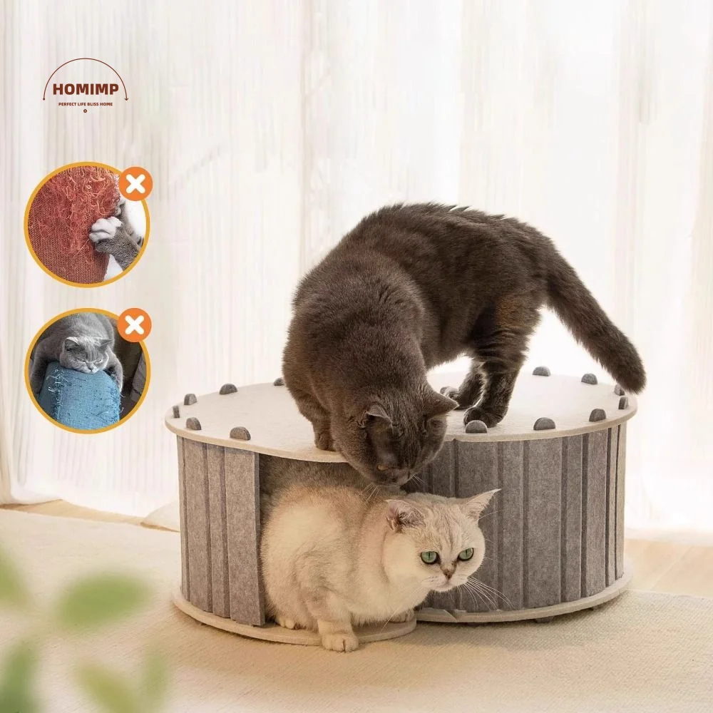 

S-shaped Felt Cat Tunnel Bed Detachable Ventilated Semi Enclosed Cat Nest Scratch Resistant with Holes Cat Hideaway House
