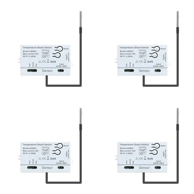 

Датчик температуры JABS-4X Tuya Wifi 2.4G, умный Wi-Fi выключатель с датчиком температуры и температурным зондом 1 м