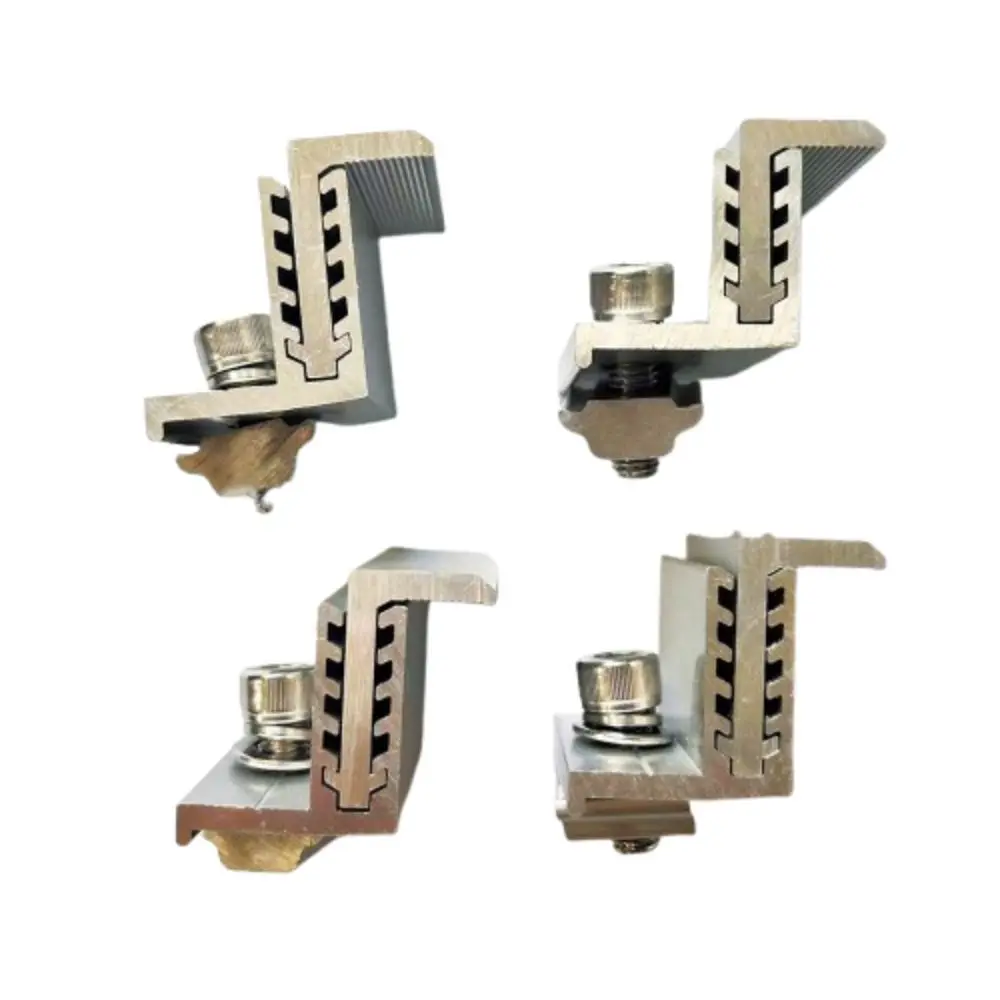 4Pcs Adjustable Solar Panel Clamps Aluminum Side Pressure Solar End Mid Clamp Kit Medium Pressure Durable Solar Rail End Clamps