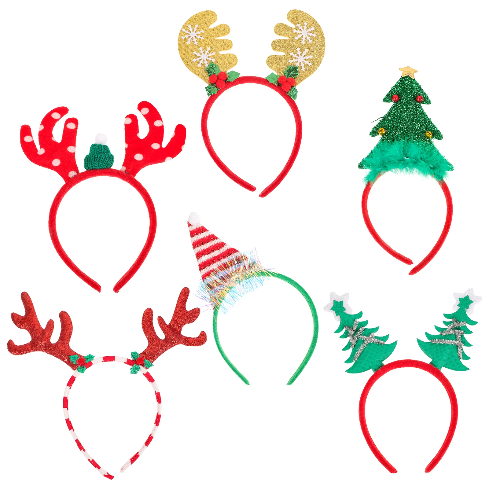 

6Pcs Christmas Headbands Cute Xmas Hair Hoops Lightweight Party Favors Cosplay Photo Props Holiday Accessories