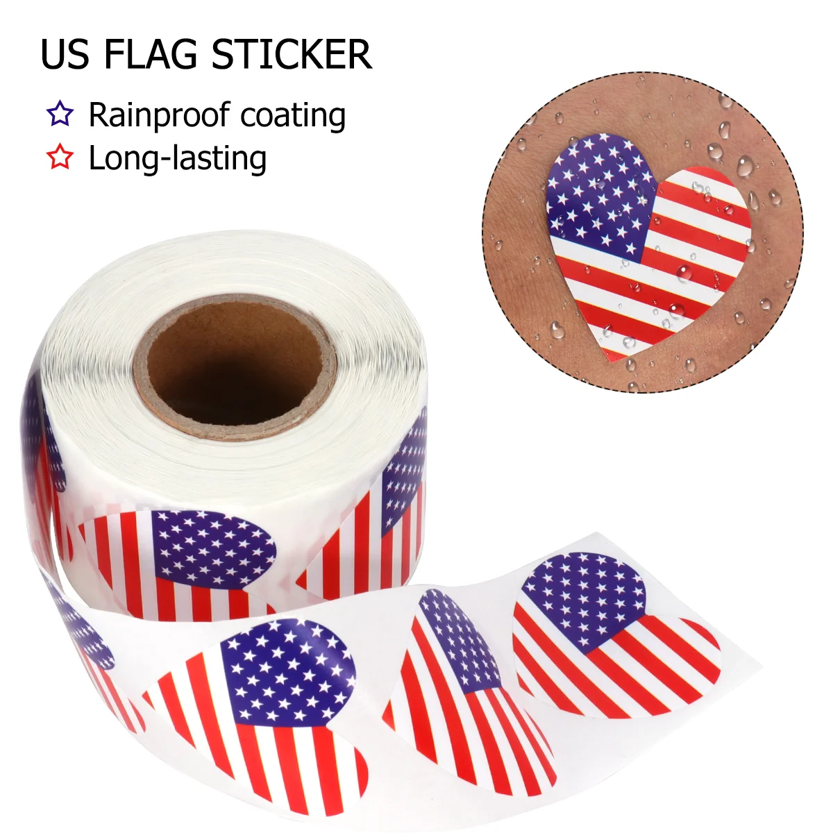 500Pcs Heart National Flag Sticker Shape Self Adhesive National Flag Stickers Sealing Decorative Labels Stationery Arts Usa