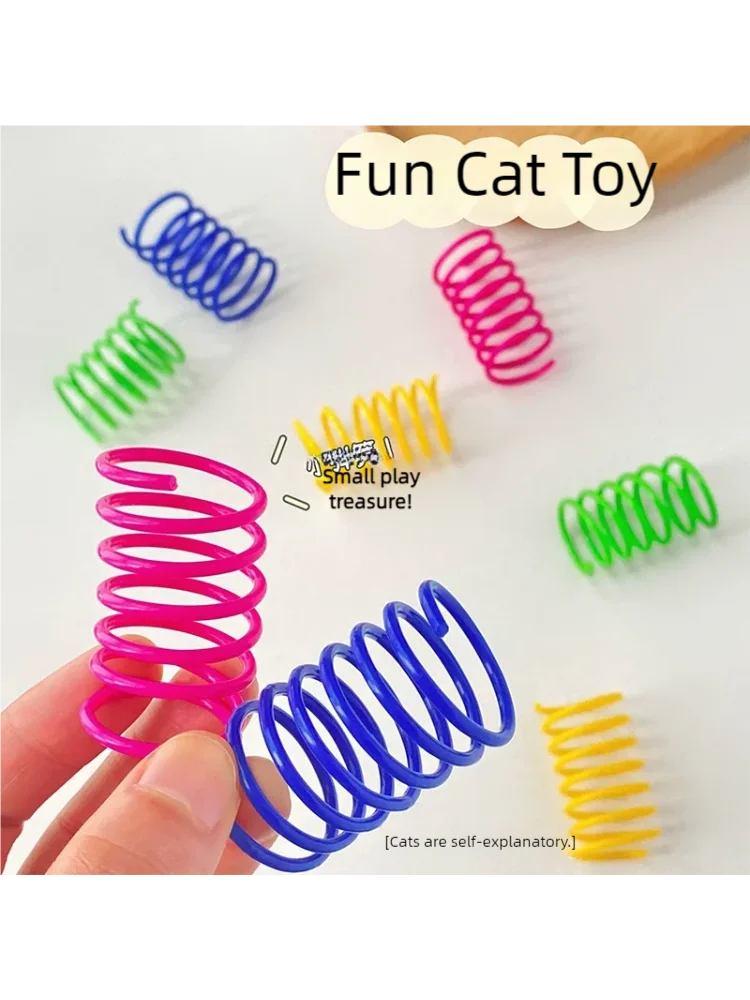 Colorful Plastic Spring Cat Toy Interactive Jumping Pet Toy For Cats Self-Playing Fun Elastic Chew Resistant Pet Amusement Toy gallery 1