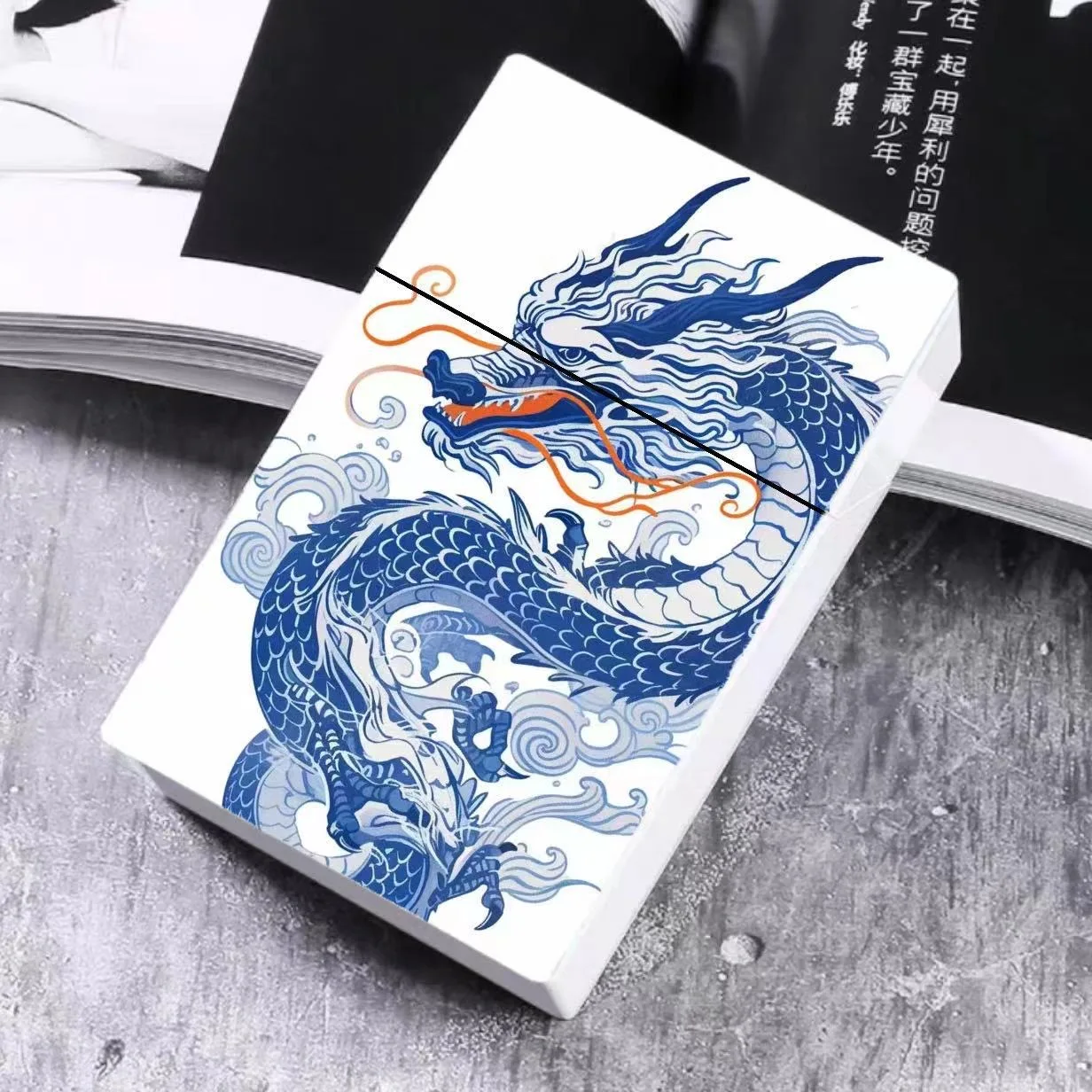 Blue and white porcelain Dragon Beauty Cigarette Box Acrylic 20PCS Capacity For 8MM Cigarette case Holder Fashion Smoke Gadgets