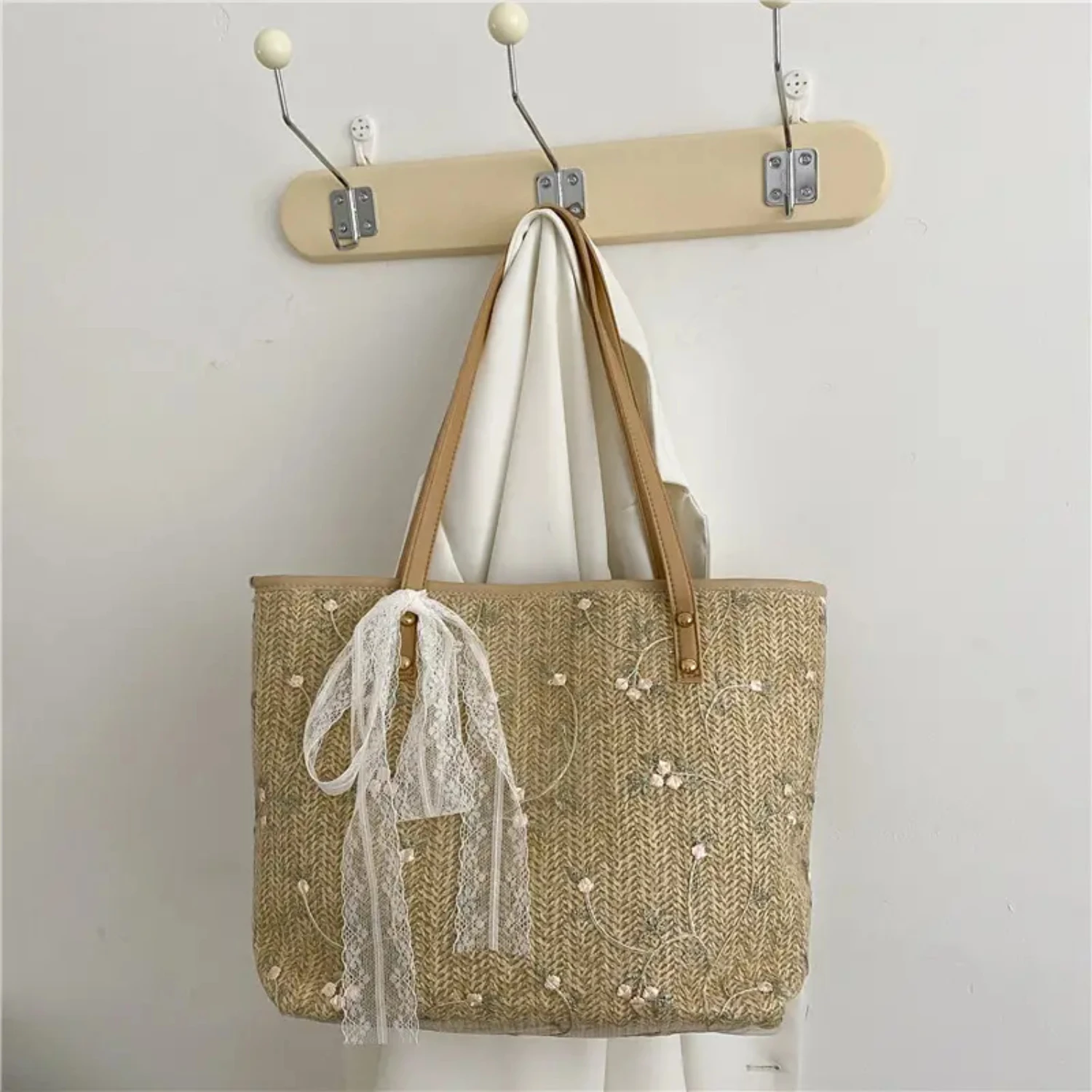 

Women's Large Capacity Tote Bag, Straw Bag, Shoulder Bag