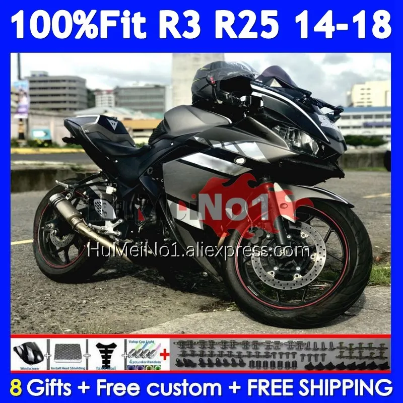 Body For YAMAHA YZF R3 R25 R 3 YZF-R3 YZFR25 373No.188 YZF-R25 YZFR3 2014 2015 2016 Blk silver 2017 2018 14 15 16 17 18 Fairing