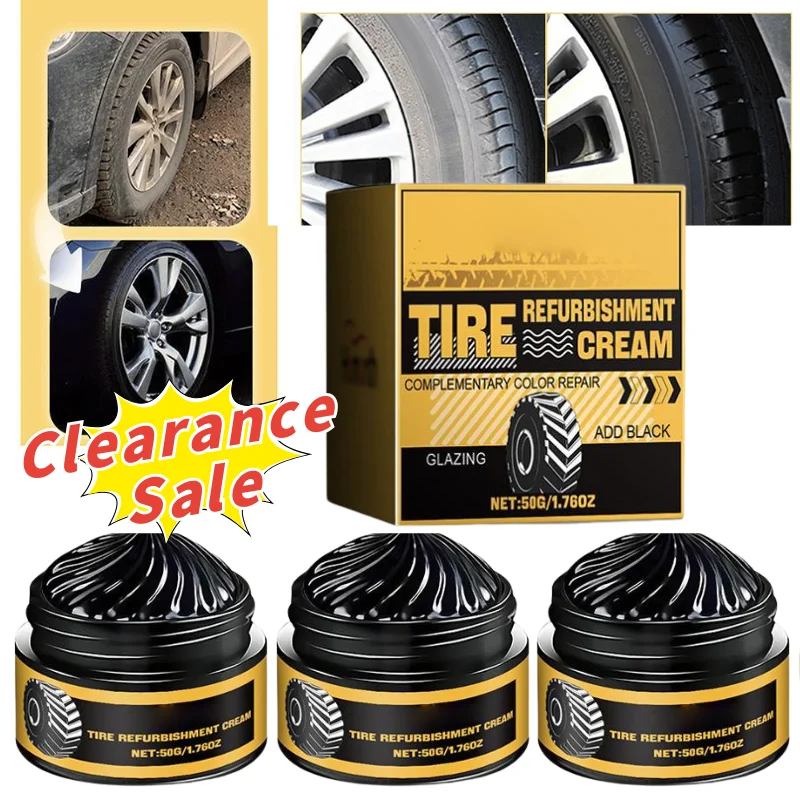 3pcs/150g Car Tire Refurbishment Cream with Applicator Sponge Rubber Refurbish & Gloss Restorer Paste Clearance Sale