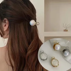 Small Size Round Pearl Claw Clips Pearlescent  Half-tie Ball Head Hairpin Hair Styling Hair Clip Elegant Women Metal Barrettes