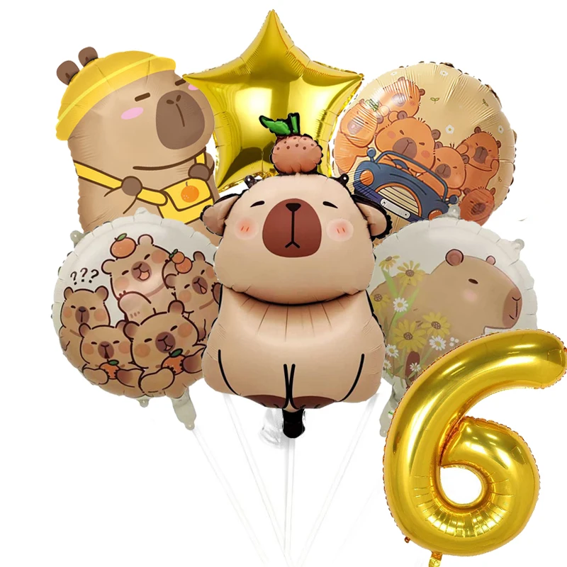 Capybara Geburtstagsdekoration Tischware Tischdecke Teller Servietten Einladungskarten Ballons Poster Baby-Shower Geburtstagsparty Zubehör – Detail 13