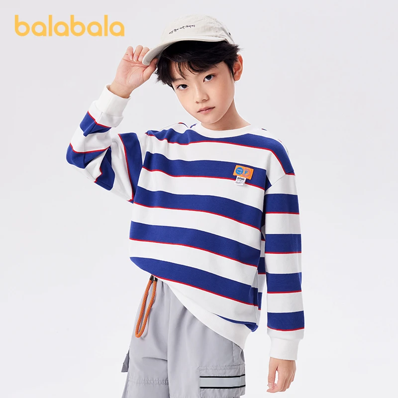 

Balabala Toddler 2023 Boy Sweater New Spring Autumn Fashion Striped Long-Sleeved T-Shirt Top