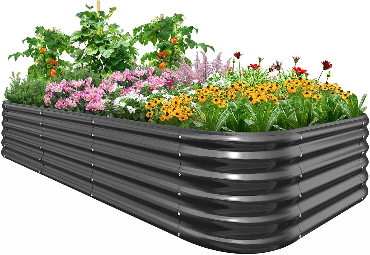 

8x4x1 Galvanized Metal Raised Garden Bed Planter Box for Plants, Vegetables