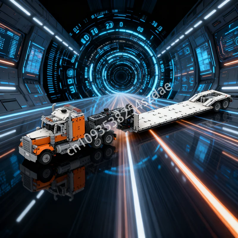 

1913pcs MOC Truck Gooseneck Trailer Alternate Model Building Blocks Construction Idea Toy Education Christmas Gift Kids Birthday