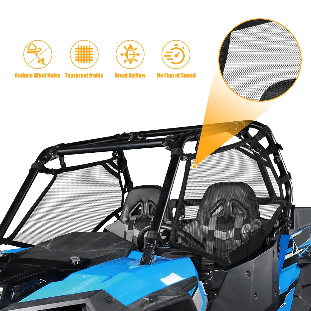 NiceCNC For Polaris RZR 1000 XP Turbo Window Nets Roll Cage Mesh Guard Side Panel UTV For Polaris RZR 900 570 800 Prevent Dust