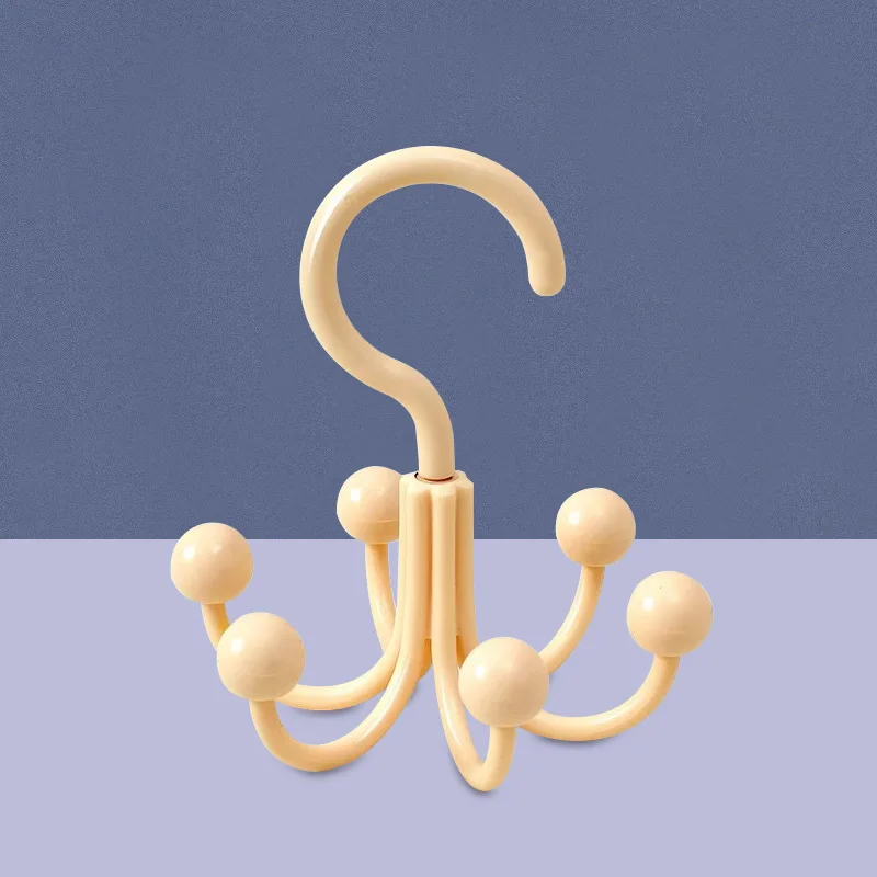 Multifunctional Home Clothes Hanger Portable Dopamine 360°Rotating Hook With 6 Balls Space Saving Scarf Tie Display Rack