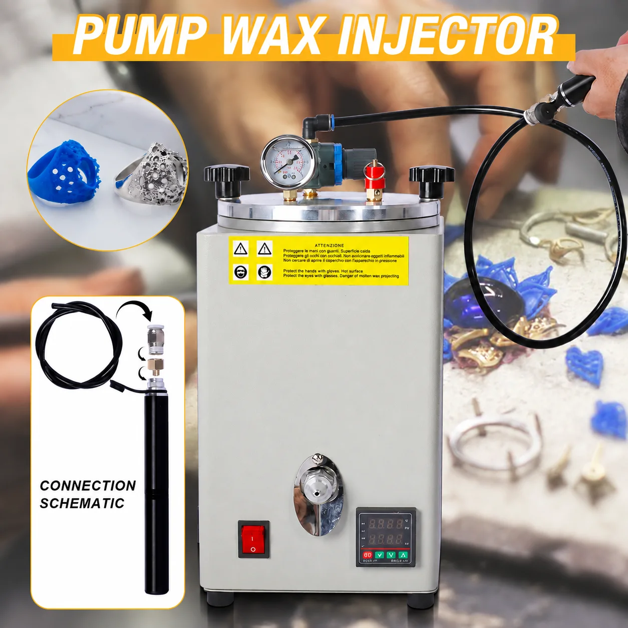 110V Jewelry Wax Injection Machine Pump Waxing Machine for Jewellery Processing Equipment Making Tool 350W Wax Melting Mold Machine Casting Machine Wax Injector