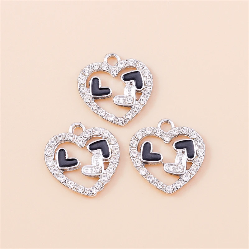 

20pcs 16x17mm Cute Crystal Love Heart Charms Pendants for Jewelry Making Earrings Necklaces Bracelets DIY Crafts Accessories ﻿