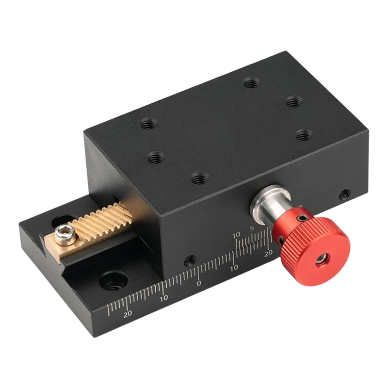 Machined Aluminum Positioning Stage with Anodized Finish, Manual Rack Control, and Mounting Interfaces for Alignment and M4YD