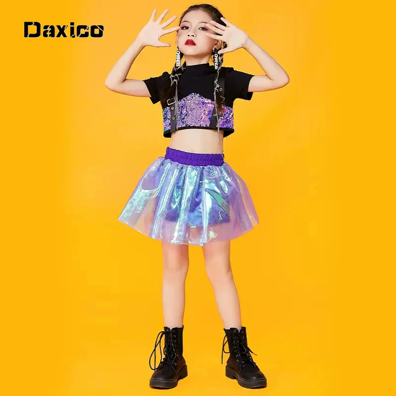 

Girl Jazz Dance Costume Children's Street Dancewear Kids Hip Hop Dancing Costume for Stage Performance Outfit Streetwear