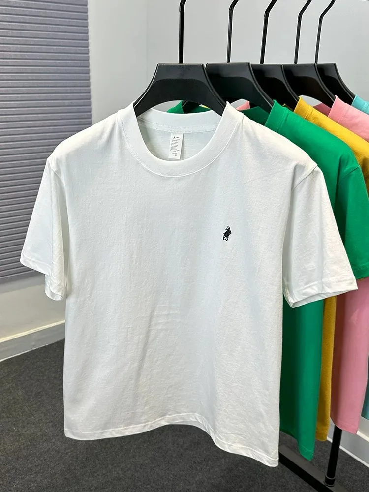 52/2000 Camiseta de manga corta con cuello redondo para hombre; Top transpirable con estampado de caballo exquisito de verano de marca de lujo más vendido
