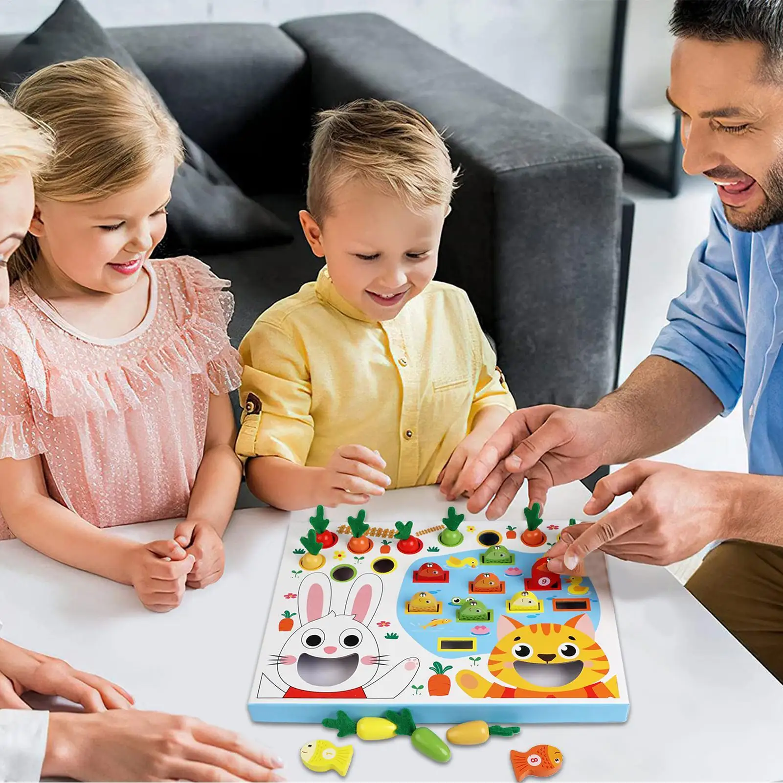 Gra w łowienie marchewek, drewniana magnetyczna gra w łowienie, zabawka do zbierania marchewek, wczesna edukacyjna układanka do sortowania kolorów dla malucha