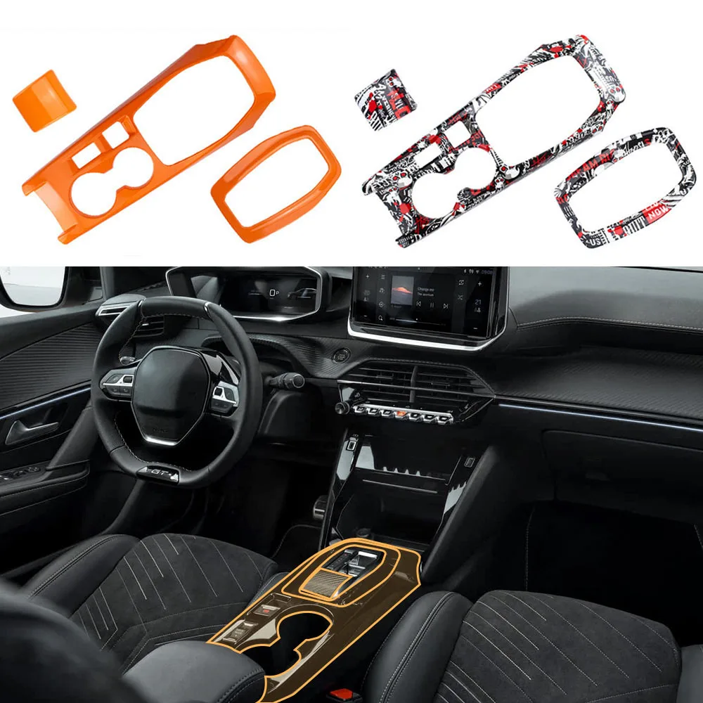 Подходит для Peugeot 208 2008 2020-2025, украшение интерьера с рисунком черепа, украшение рамки переключения передач