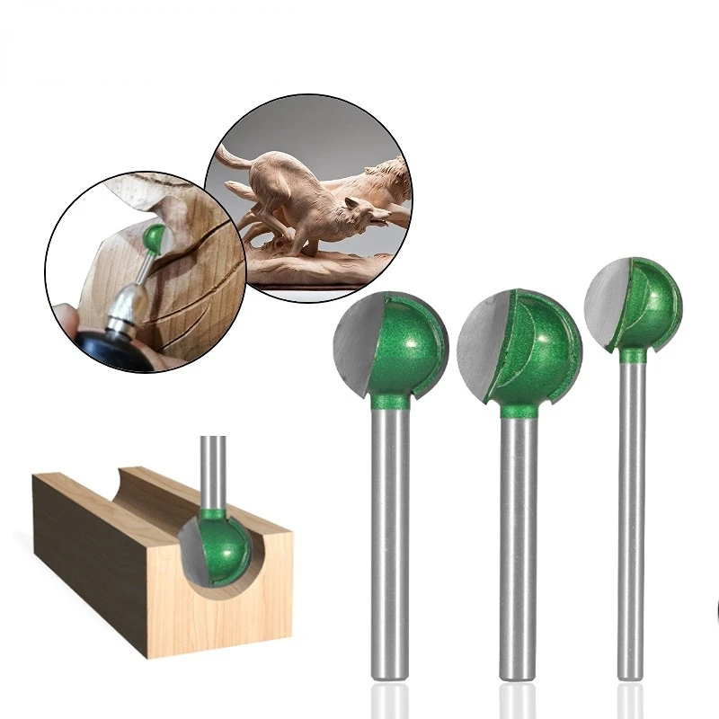 3/6mm Shank Ball Nose Round Carving Bit Router Bit Wood Cove CNC Frez Radius Core Tungsten Carbide Narzędzia do obróbki drewna