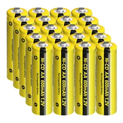 PKcell 20PC AA 600mah 1.2V NI-CD Rechargeable Batteries NI CD 1.2 v Button Top Battery Uses For Outdoor Solar Lights