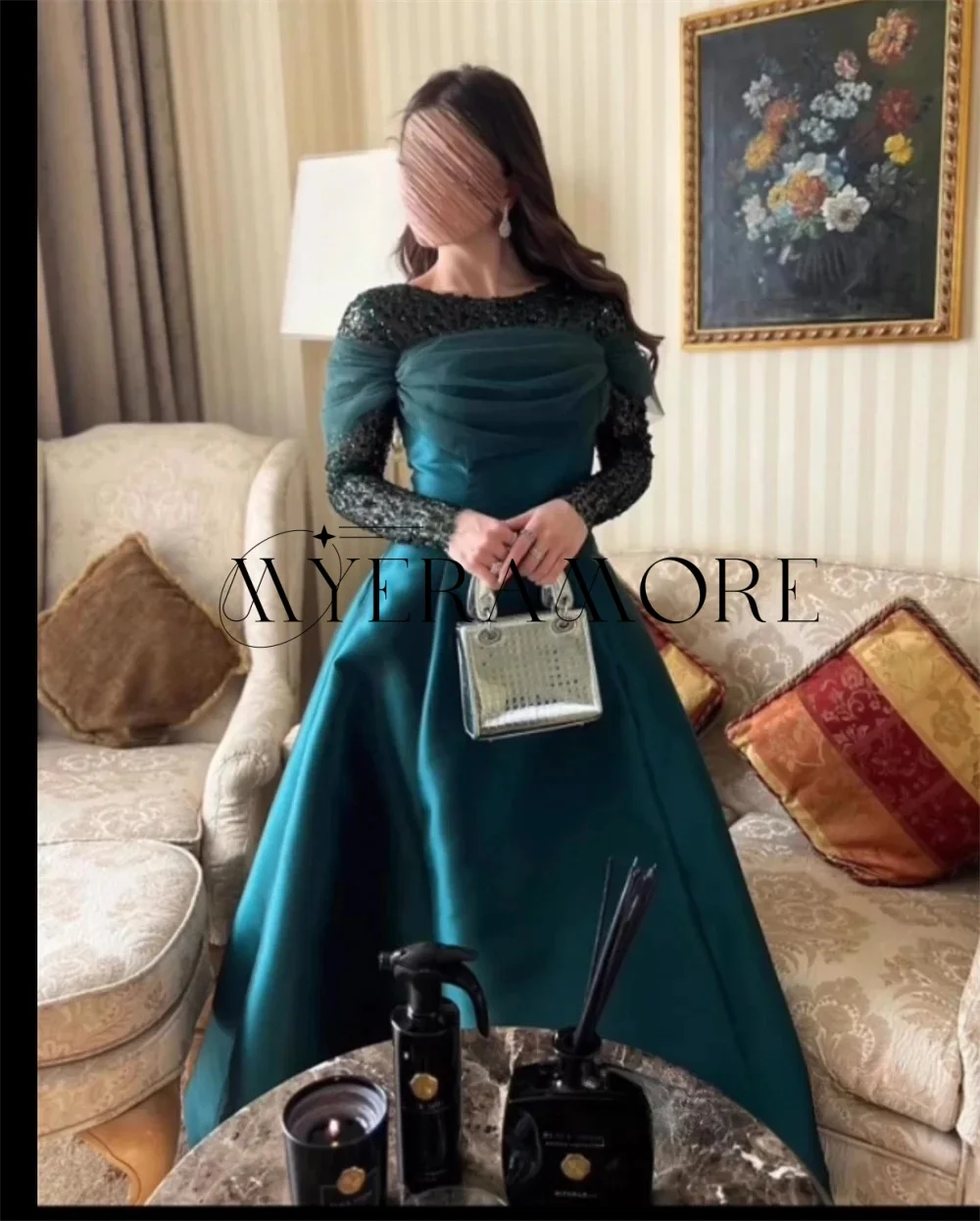 أزياء قبالة الكتف فساتين السهرة الأزرق تول ألف خط الطابق طول فساتين حفلة موسيقية مخصصة فساتين السهرة