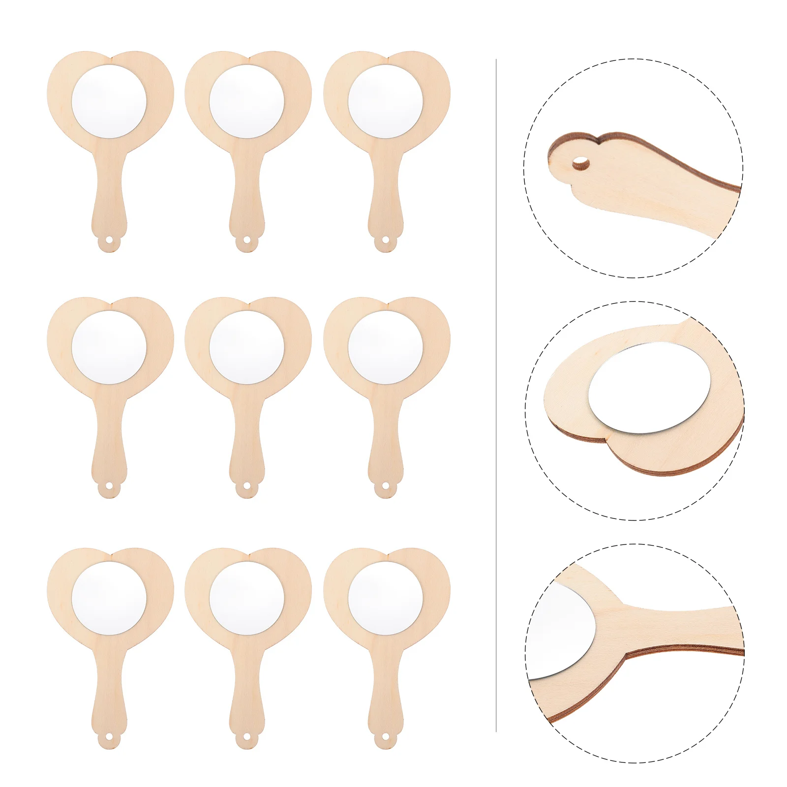 10 stuks hartvormige diy houten spiegel onvoltooide draagbare make-upspiegel voor kinderen meisjes jongens knutselset creatieve activiteit leuk cadeau