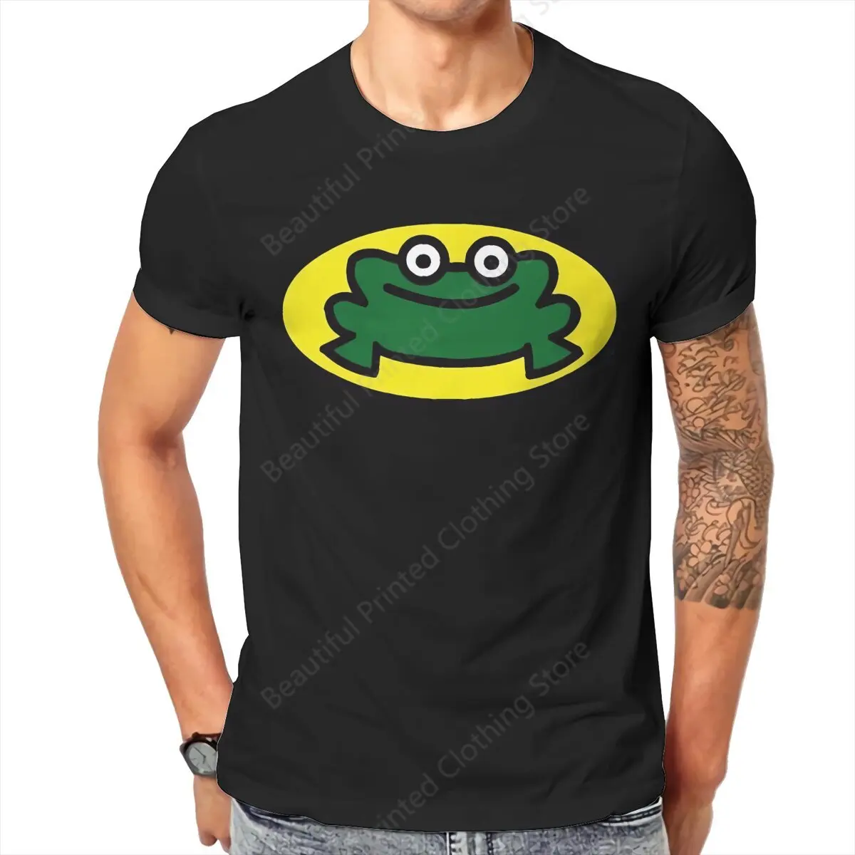 

PaRappa The Rapper Mens T-Shirt Funny Printing T-Shirts Loose Crewneck Breathable Tee Cotton Fun Tees