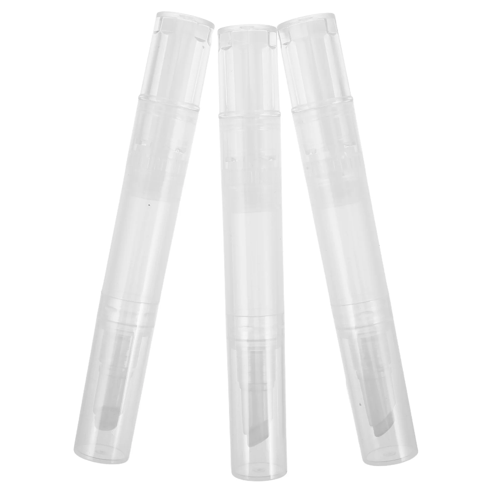 หลอดลิปกลอสเปล่าแบบเติมได้ 3 ชิ้น หลอดน้ำมันบำรุงเล็บ ที่ทาบำรุงหนังกำพร้า อุปกรณ์แต่งหน้าพกพา