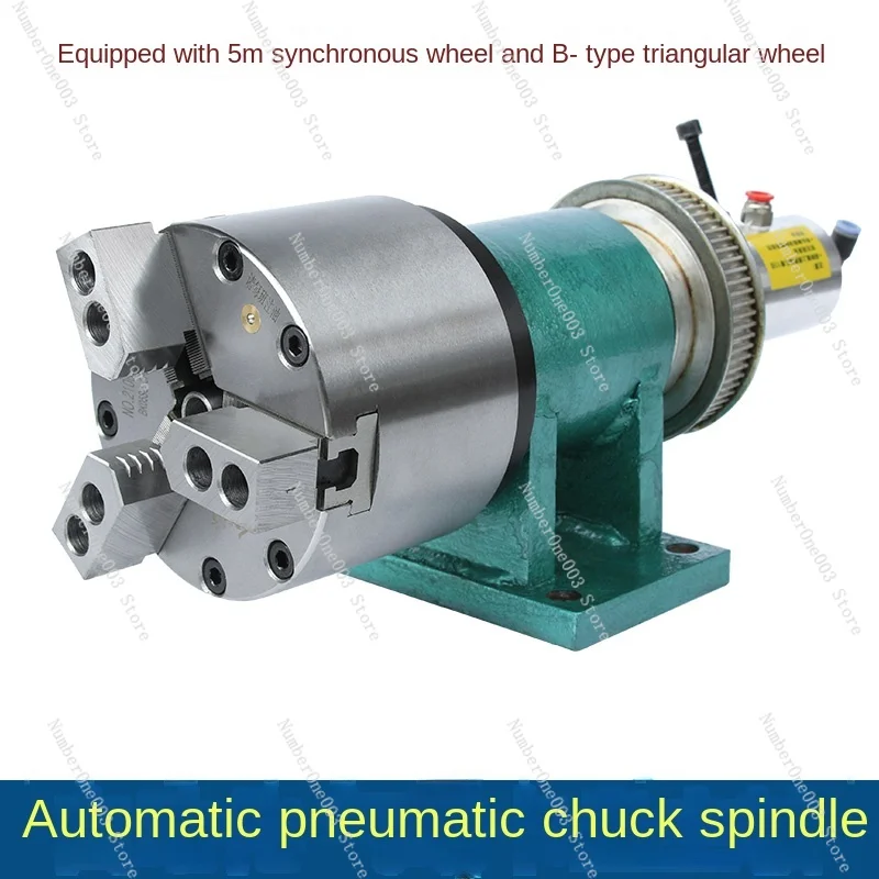 Lathe Spindle with Pneumatic Chuck Automatic CNC Three Jaw Power Head 160 Automation Welded Connection Measuring Truck