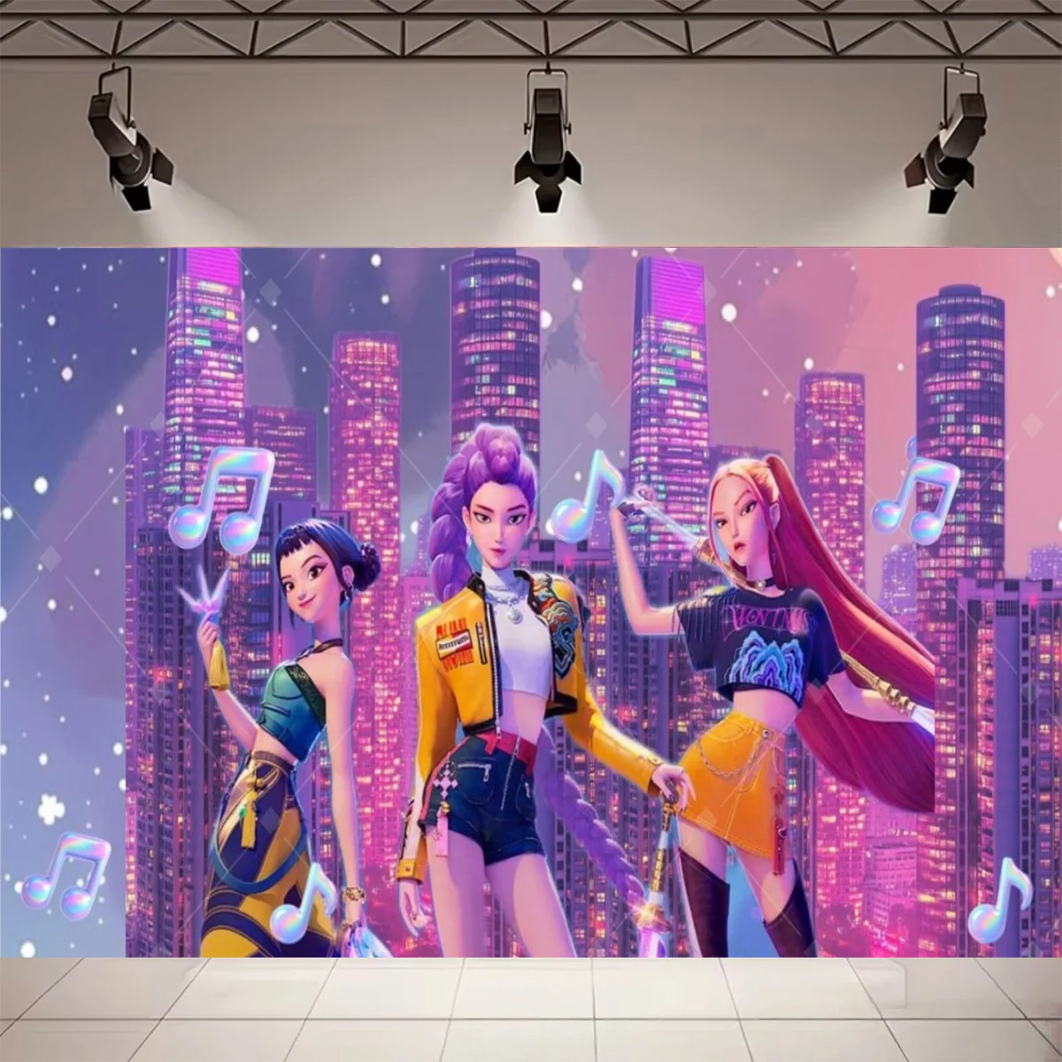 Wunderschöne Kpop-Themen-Geburtstagsparty-Dekoration für Mädchen, Hintergrund mit Rosa Dämonen, Geburtstagsparty-Zubehör, Dekorationsbanner, Taufgeschenk für Babys – Detail 7