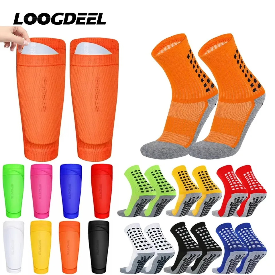

Loogdeel 1 комплект футбольных носков с рукавами до икры для взрослых, молодежи, детей, баскетбола, футбола, защита ног, спортивные носки, нескользящие леггинсы, чехол