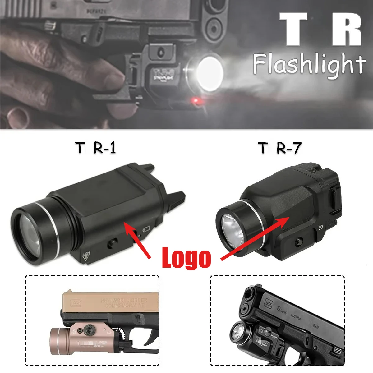 

Tactical TR-1 TR-7 WeaponLight Flashlight Metal 1000 Lumens TR7 LED Strobe Light For 20mm Glock 17 Airsoft Rifle Scout Torch