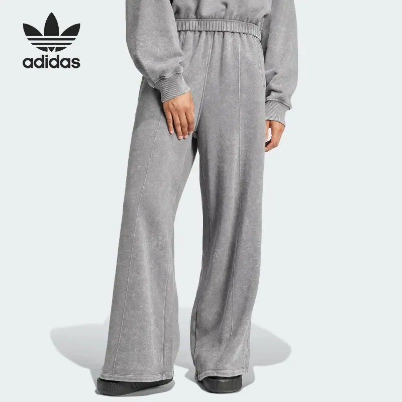 Adidas Soft Fleece Lined Relaxed Waist Straight Leg Slant Pockets Holiday TrousersIY7399