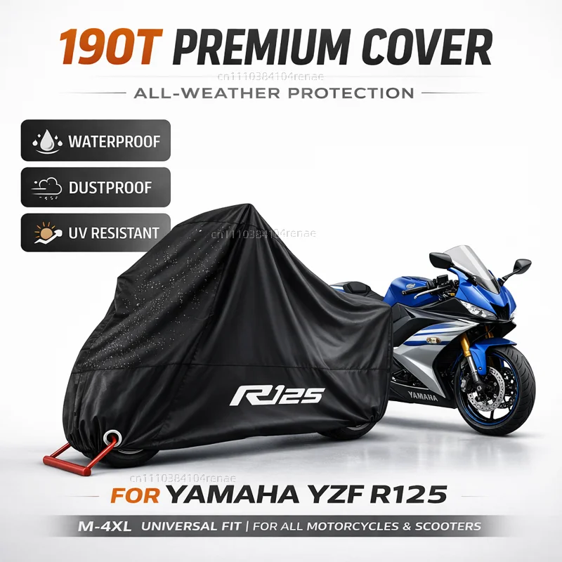 For YAMAHA YZF R125 YZFR125 YZF-R125 MT-125 2008- 2025 190T Motorcycle Cover Waterproof Dustproof UV Protection All Season
