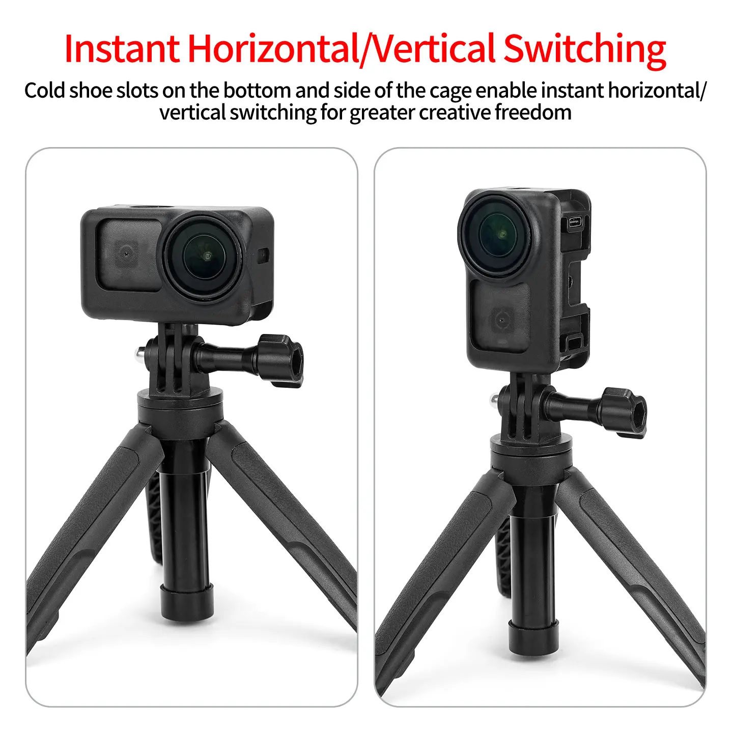 Für DJI Osmo Nano Action-Kamera Aufladbarer Magnetischer Schutzrahmen Stativadapter 1/4 Cold Shoe Mount PC Kratzfester Käfiggehäuse – Detail 4