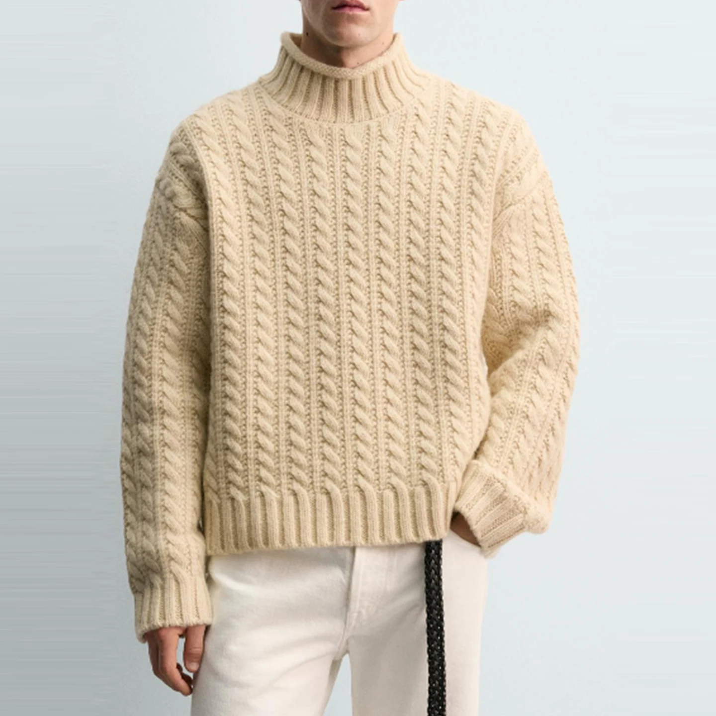 سترة محبوكة فضفاضة قابلة للتنفس ومتعددة الاستخدامات للشتاء وصلت حديثًا ملابس رجالية قابلة للتنفس ومريحة طويلة...