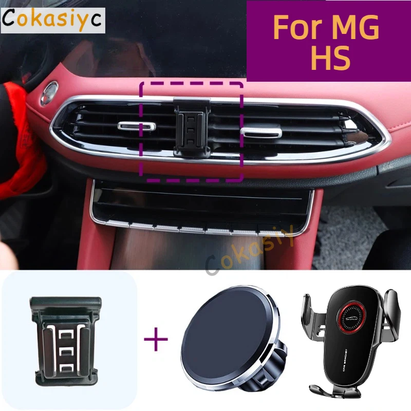 Suporte Magnético para Celular para MG HS 2018 2019 2020 2021, Base de Montagem com Carregamento Sem Fio