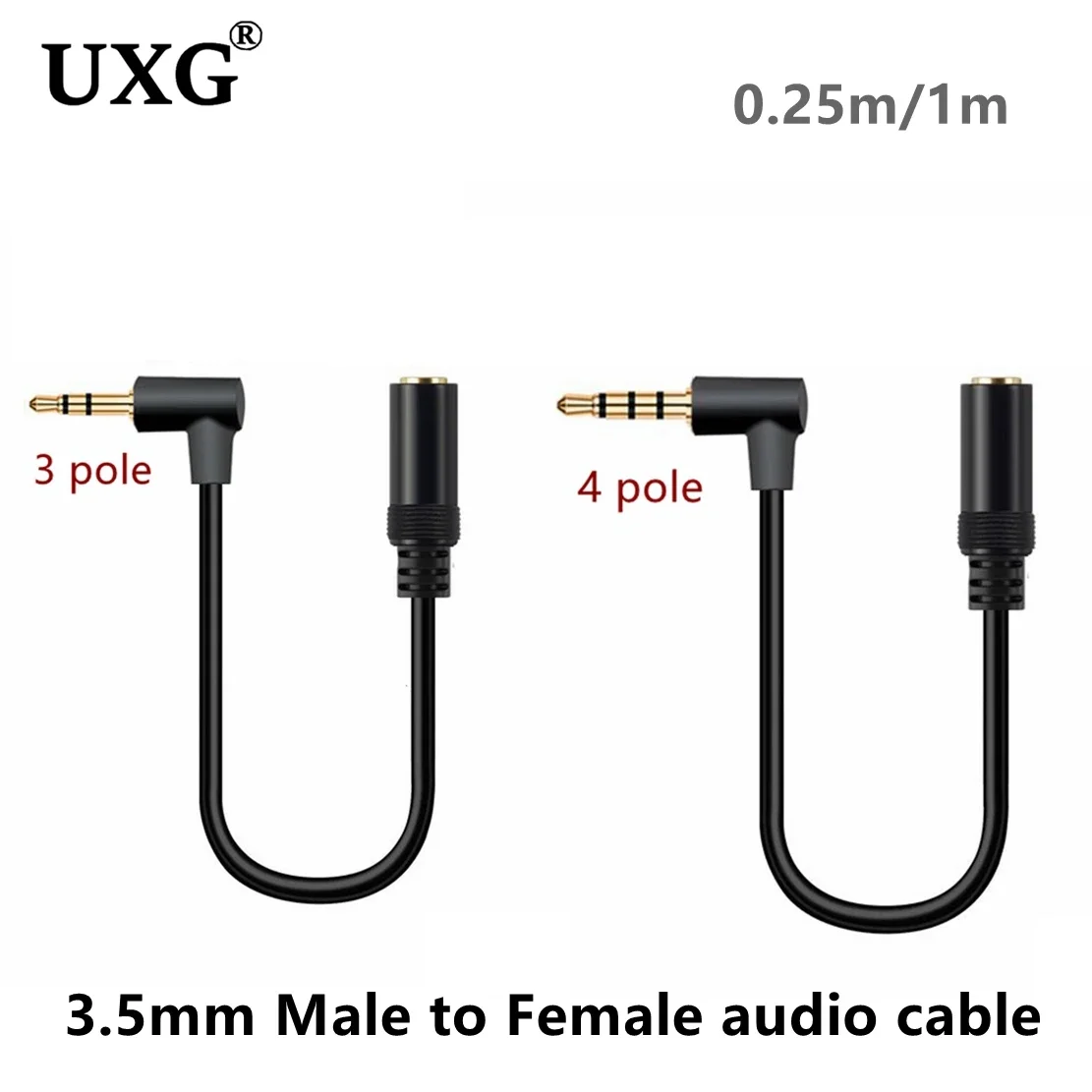 Cable 3.5mm Jack AUX Audio Male to Female Extension Cable 90 Degree Right Angle Auxiliary Speaker 3.5 mm Cable for PC Headphone