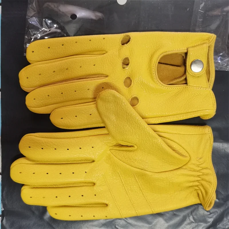 Sheepskin Gloves Men's Retro Motorcycle Thin Gloves Sports Cycling Riding Moto Tactical Leather Gloves