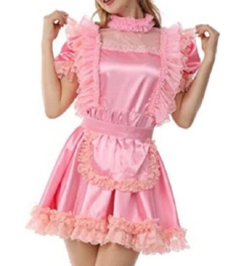 The Best-selling Adult  Halloween Parties and Daily Unisex Baby Pink Satin Girls' Clothing Adult Little Girls' Cross Dressing