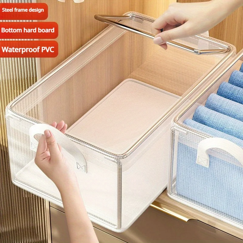 Three kinds of household folding drawer type clothing storage box layered steel storage box