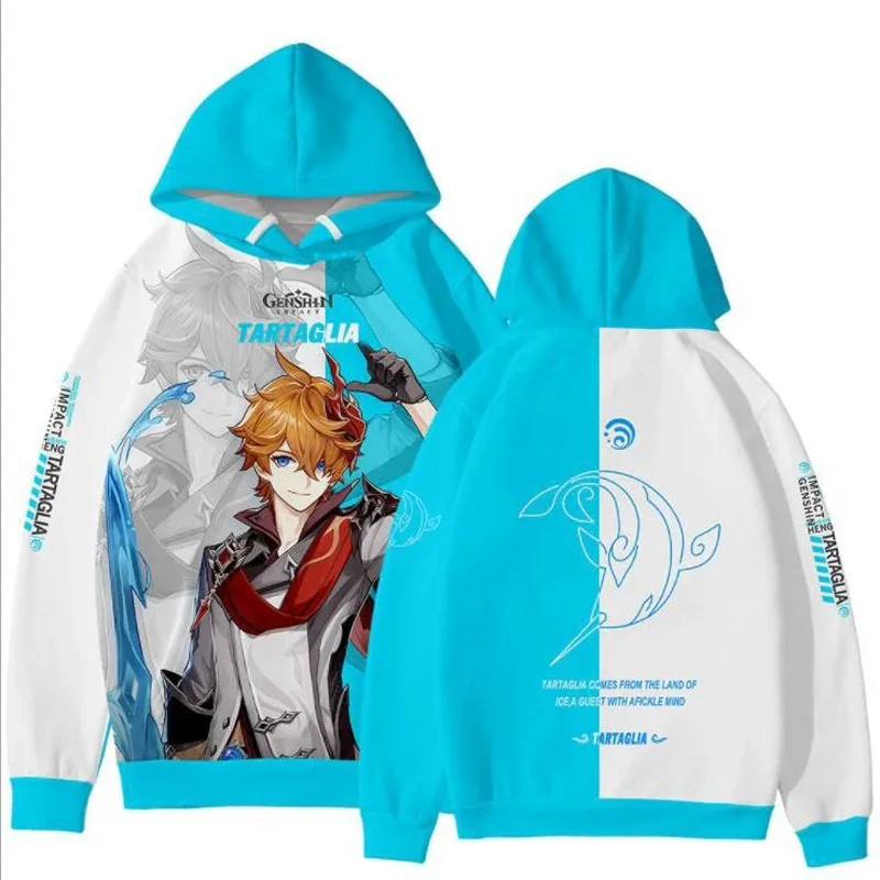 Sudadera con capucha de Anime 3D Genshin Impact para hombres y mujeres, sudadera Harajuku, ropa de calle, jersey de Hip Hop, chaqueta con capucha, chándal informal